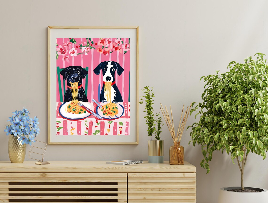 Spaghetti Dog Art Print, Maximalist Dining Decor - Image 3