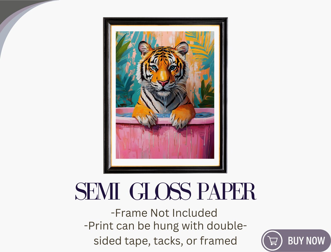 Maximalist Tiger Art Print, Bathroom Dopamine Decor - Image 6