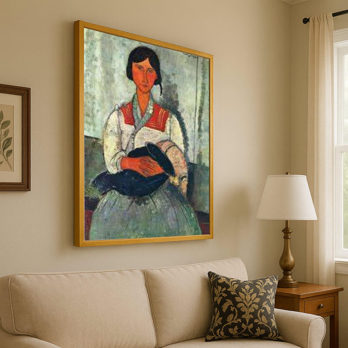 Modigliani Gypsy Woman with Baby Expressionist Portrait Canvas Poster
