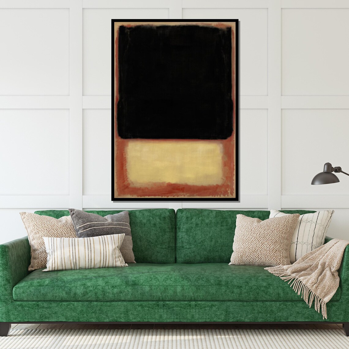 Stark Black and Cream Color Block Abstract Modern Art Poster - Image 5