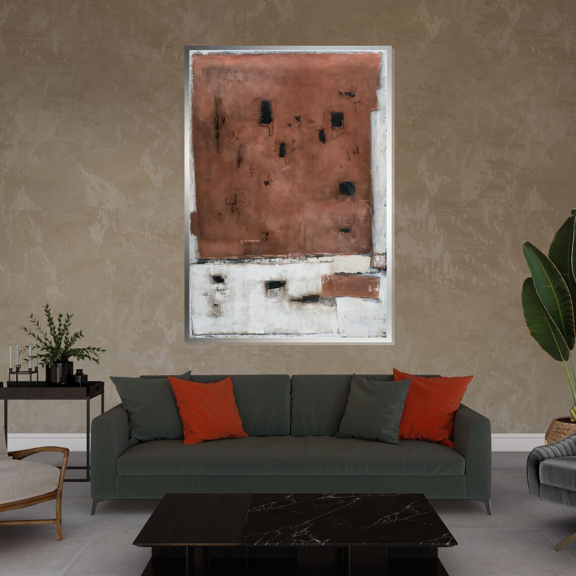 Warm Earth Tone Terracotta Textured Minimalist Art Wall Poster - Image 4