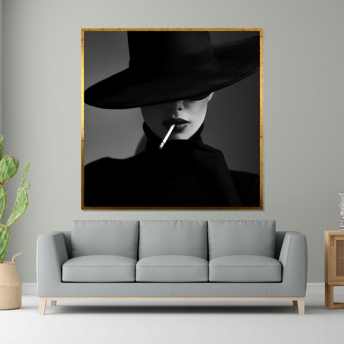 Mysterious Noir Lady In Black Hat Cinematic Elegance Style Poster - Image 5