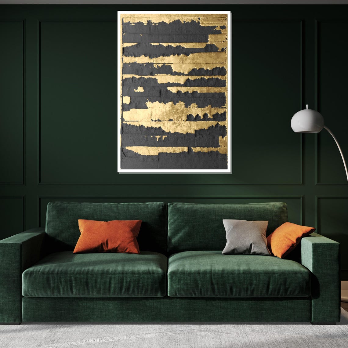 Gold Stripes Black Textured Bands Bold Modern Abstract Poster - Image 2