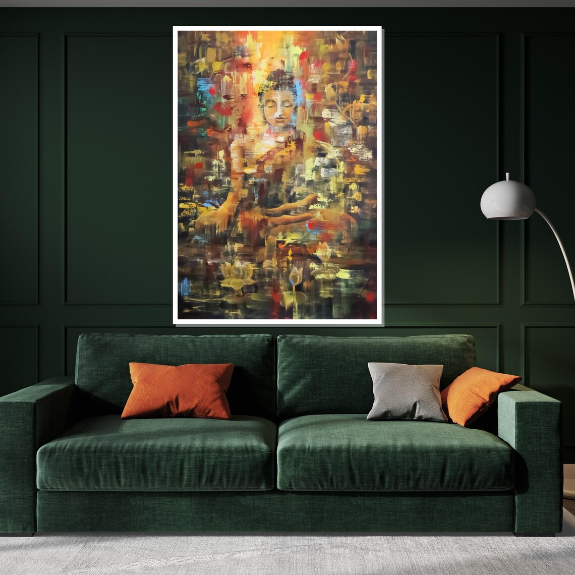 Golden Buddha Meditating Abstract Impressionist Spiritual Art Poster - Image 5