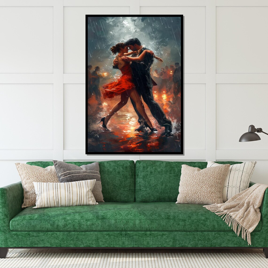 Tango Couple Dancing In Rain Red Dress Romantic Night Poster - Image 5