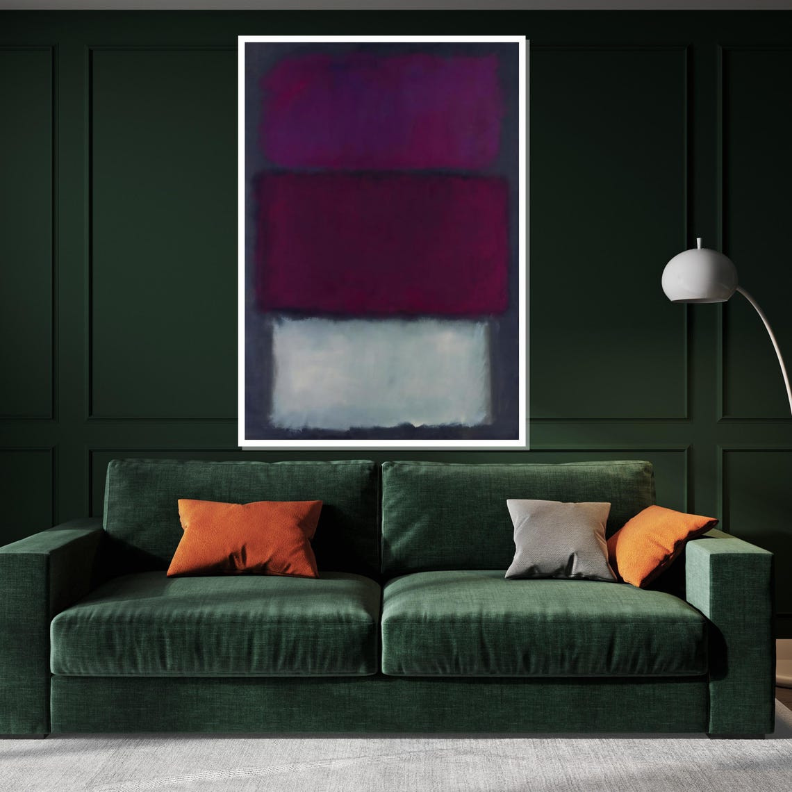 Deep Purple Red and White Color Block Abstract Fine Art Poster - Image 3