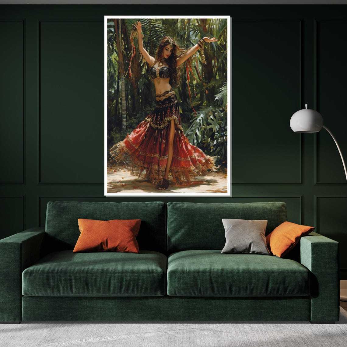 Bohemian Belly Dancer in Lush Jungle Exotic Dance Art Poster - Image 3