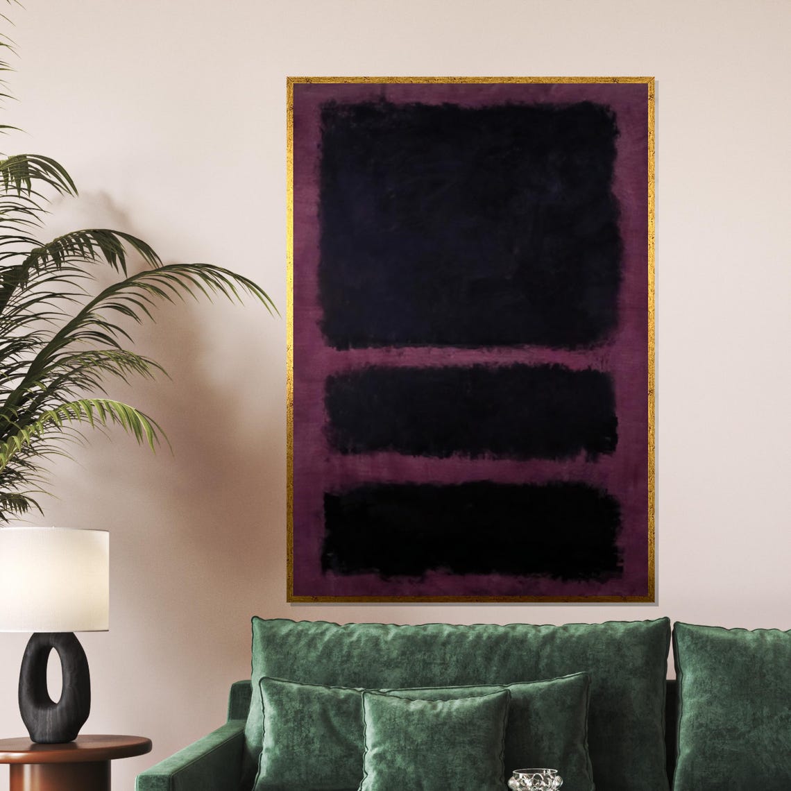 Black and Plum Color Field Abstract Moody Modern Painting Poster
