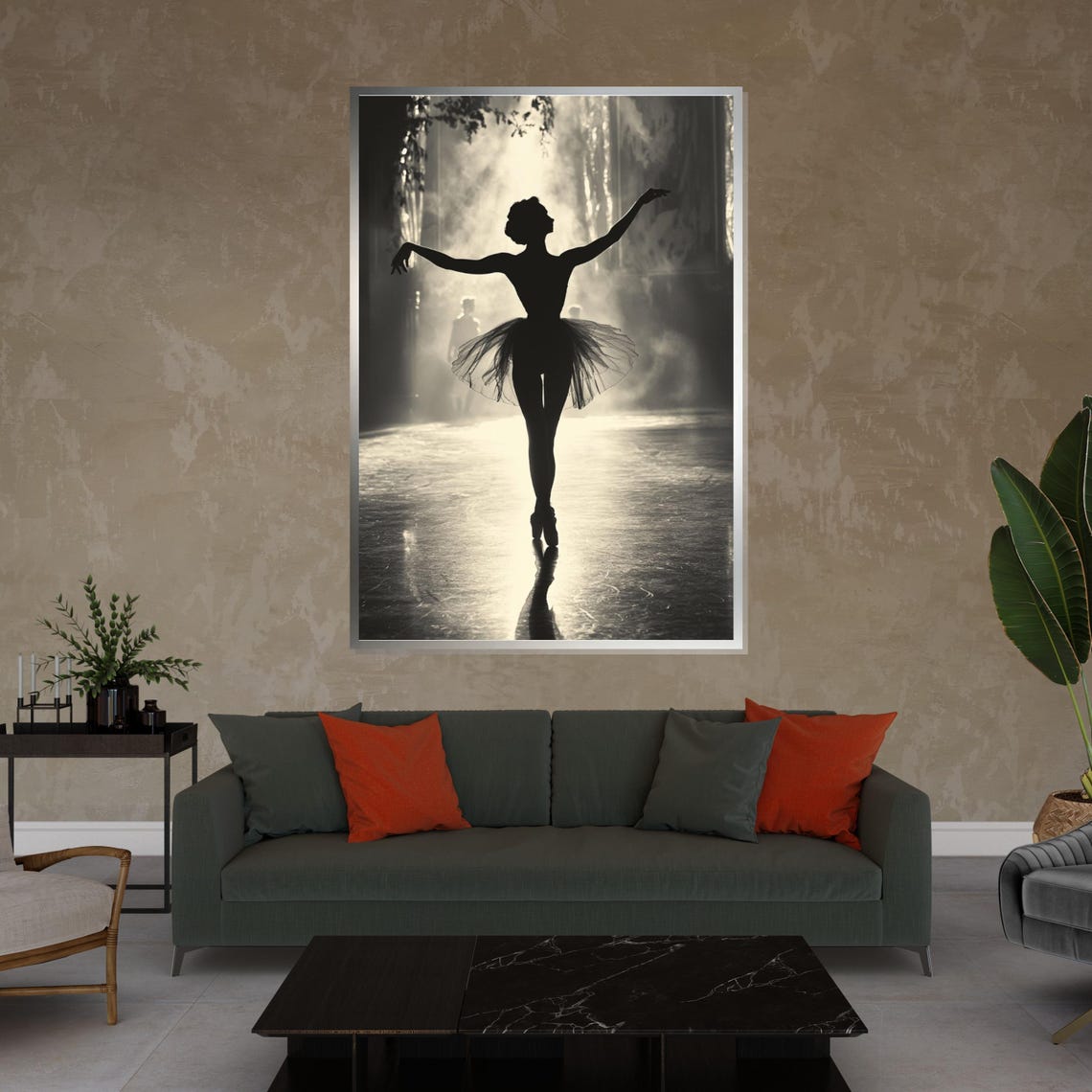 Ballerina Silhouette Single Spotlight Dark Stage Drama Poster - Image 4