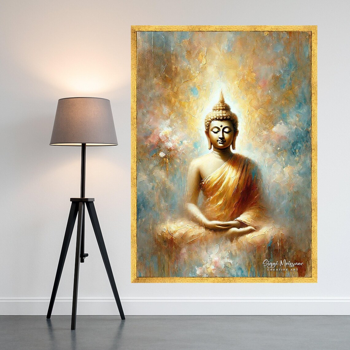 Golden Meditating Buddha Spiritual Zen Wall Art for Calm Spaces