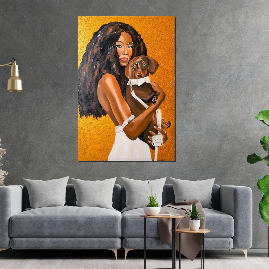 Woman Holding Dachshund Puppy Golden Portrait Dog Lover Poster - Image 2