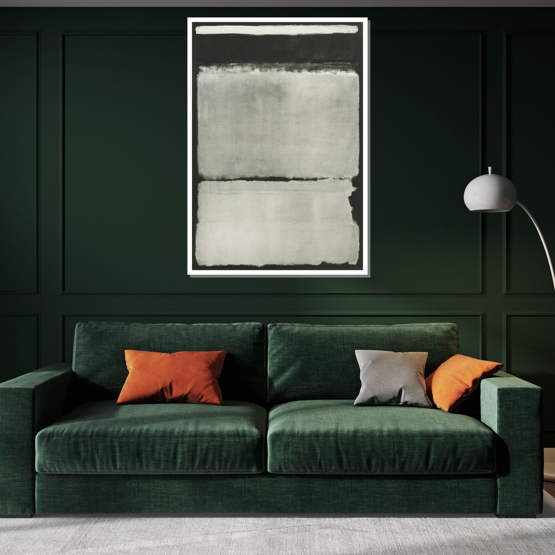 Monochrome Gray Black White Color Field Minimalist Modern Poster - Image 2