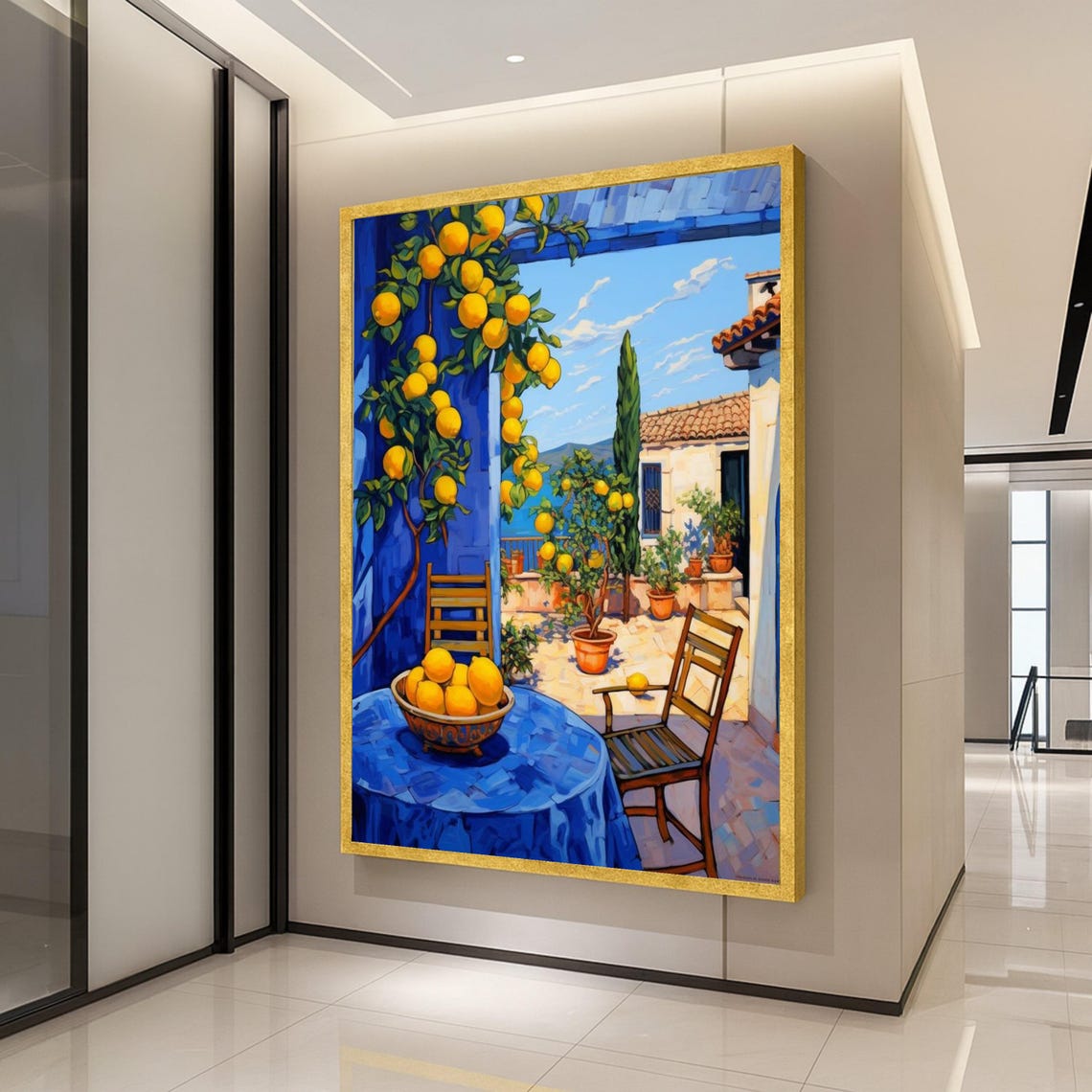 Mediterranean Lemon Grove Patio Citrus Painting Summer Poster