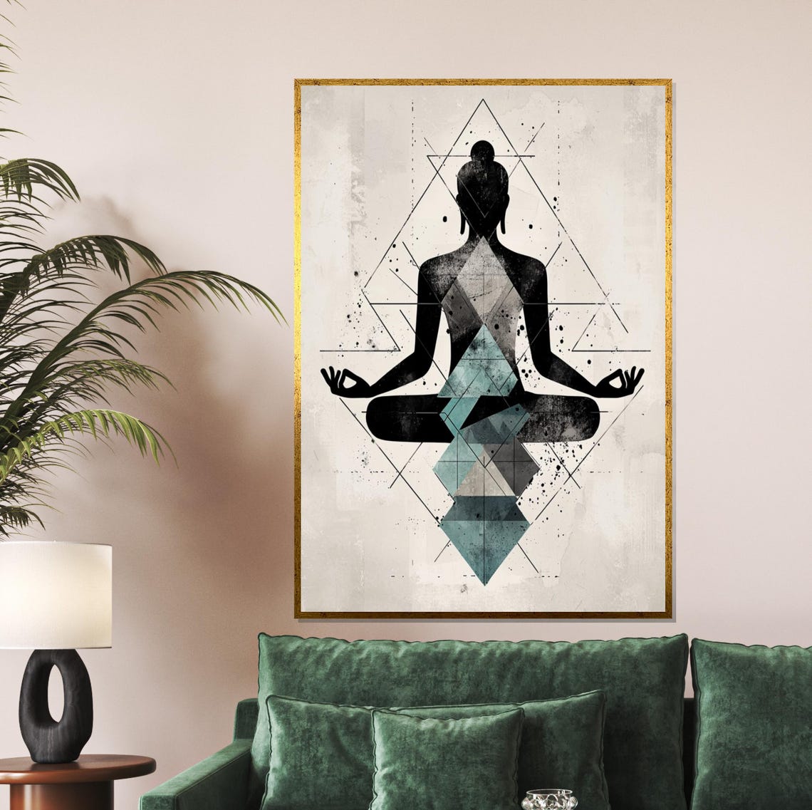 Sacred Geometry Meditating Buddha Minimalist Modern Zen Art Poster