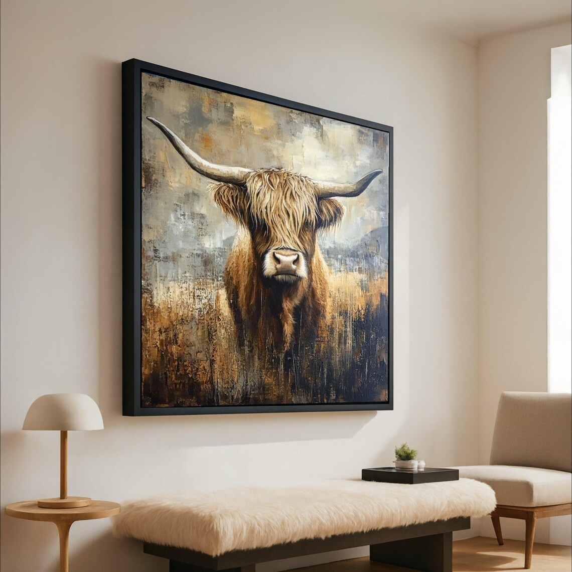 Highland Cow Art Print, Rustic Farmhouse Decor