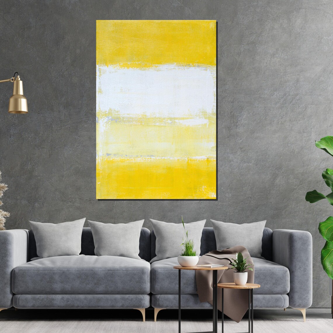 Golden Yellow White Color Field Minimalist Modern Art Poster - Image 2
