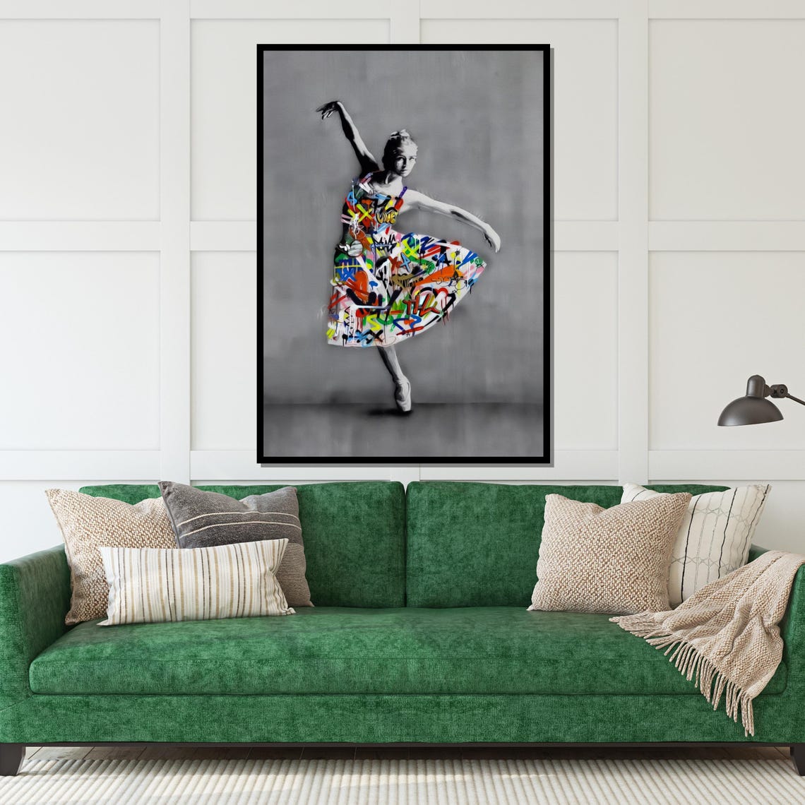 Ballet Dancer In Colorful Graffiti Tutu Monochrome Art Poster - Image 5