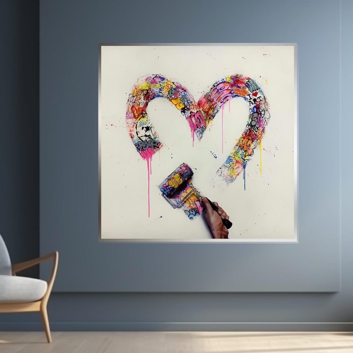 Graffiti Heart Street Art Paint Roller Colorful Urban Love Poster - Image 4
