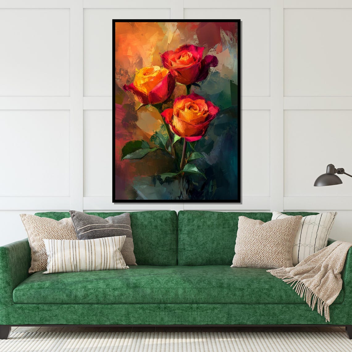 Three Fiery Red Roses Impressionist Flower Painting Art Poster - Image 5