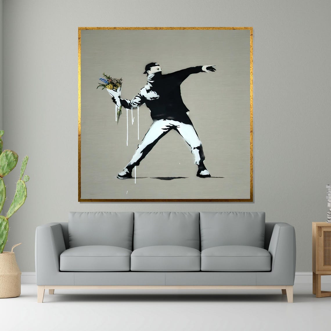 Banksy Flower Thrower Stencil Protest Street Art Wall Poster
