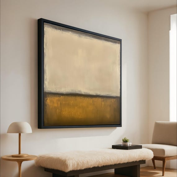 Minimalist Abstract Canvas Wall Art Modern Geometric Painting Neutral Tones Contemporary Home Decor Ready To Hang