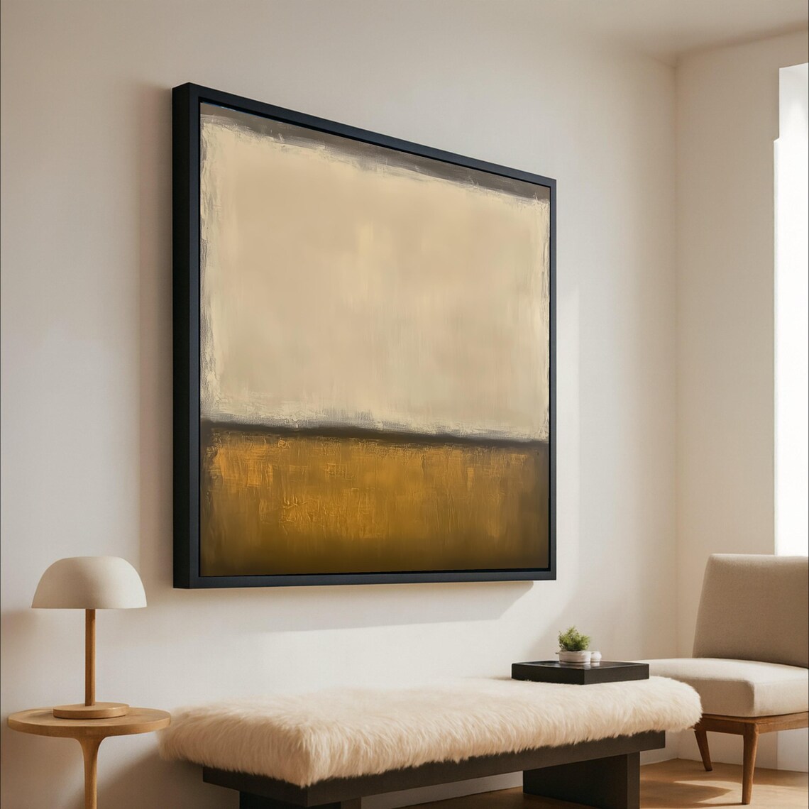 Minimalist Abstract Canvas Wall Art Modern Geometric Painting Neutral Tones Contemporary Home Decor Ready To Hang
