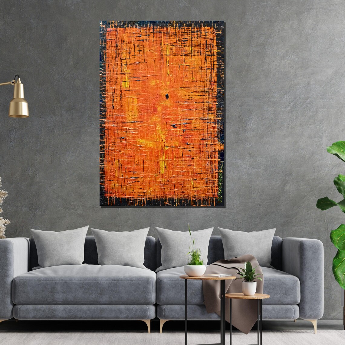 Burnt Orange Textured Crosshatch Bold Modern Abstract Poster - Image 2