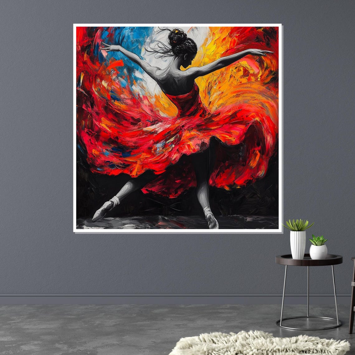Flamenco Dancer in Red Dress Vibrant Abstract Expressionist Poster - Image 3