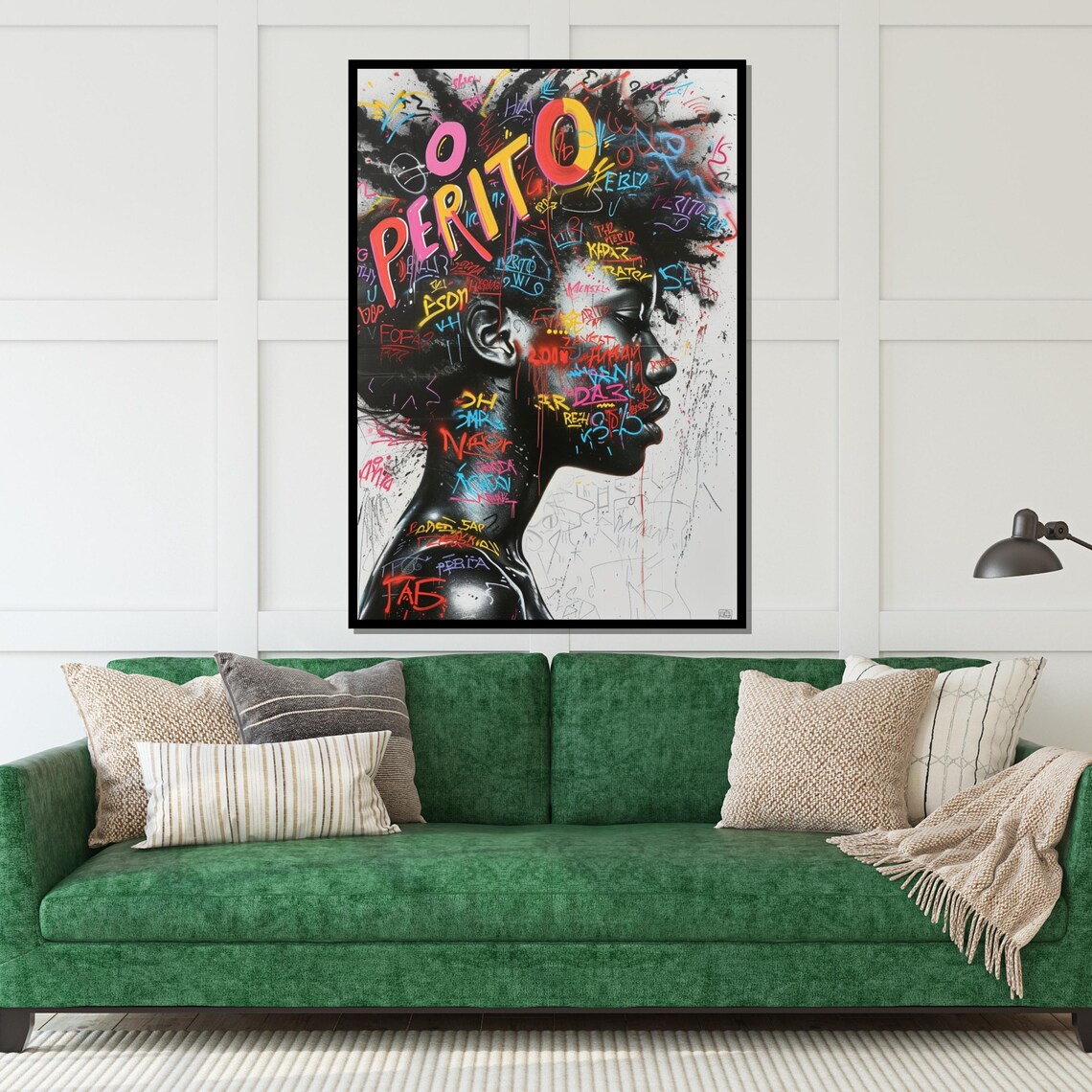Graffiti Neon Woman Face Colorful Urban Street Art Portrait Poster - Image 5