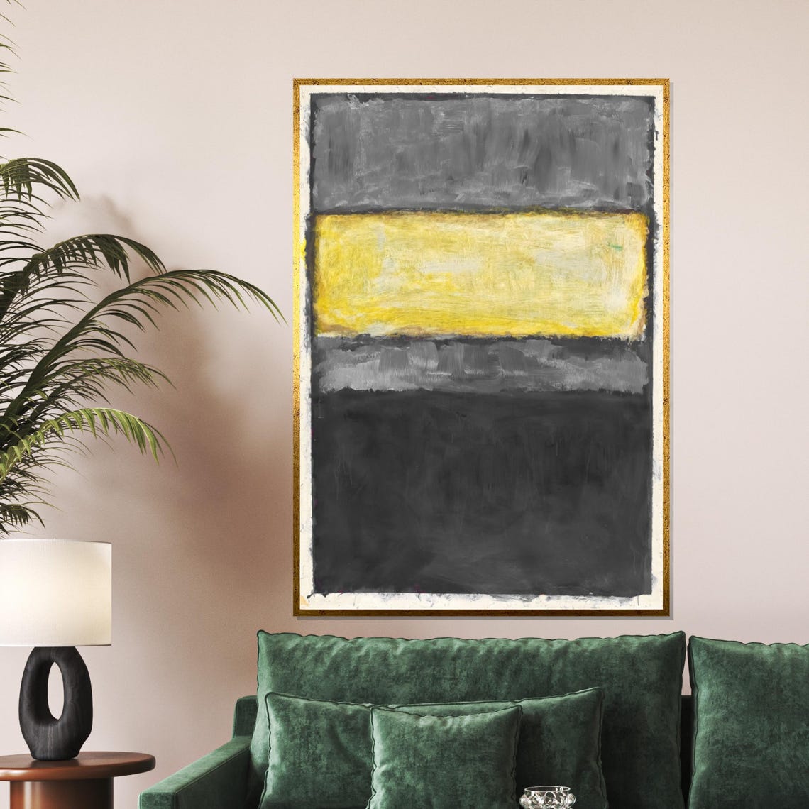 Gray and Yellow Color Field Abstract Modern Bold Painting Poster