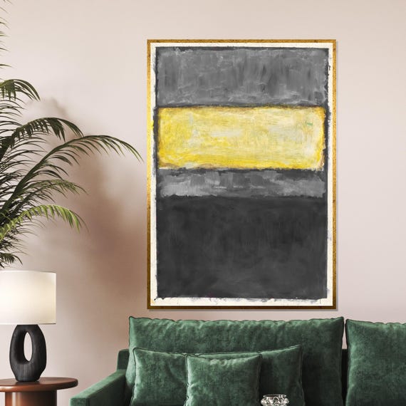 Abstract Grey Yellow Modern Wall Art Minimalist Color Block Contemporary Painting Print Wall Art Design Ready To Hang