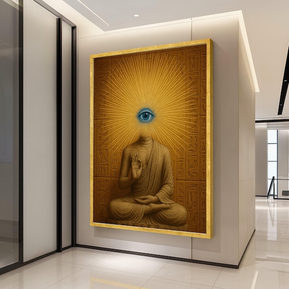 Mystical Buddha Eye Canvas Print Surreal Wall Art For Spiritual Home Ready To Hang Decor