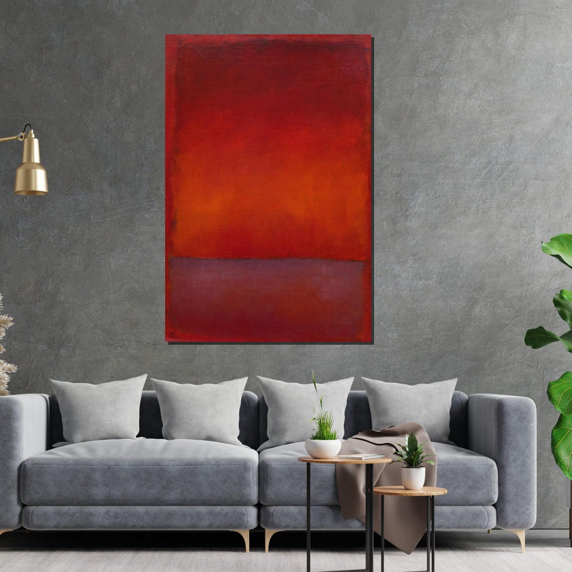 Deep Red Orange Color Field Abstract Warm Modern Gallery Poster - Image 2