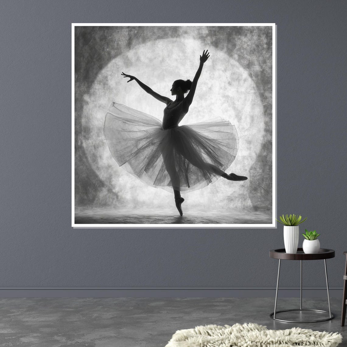 Ballerina Moonlit Silhouette Black White Ballet Dance Poster - Image 3