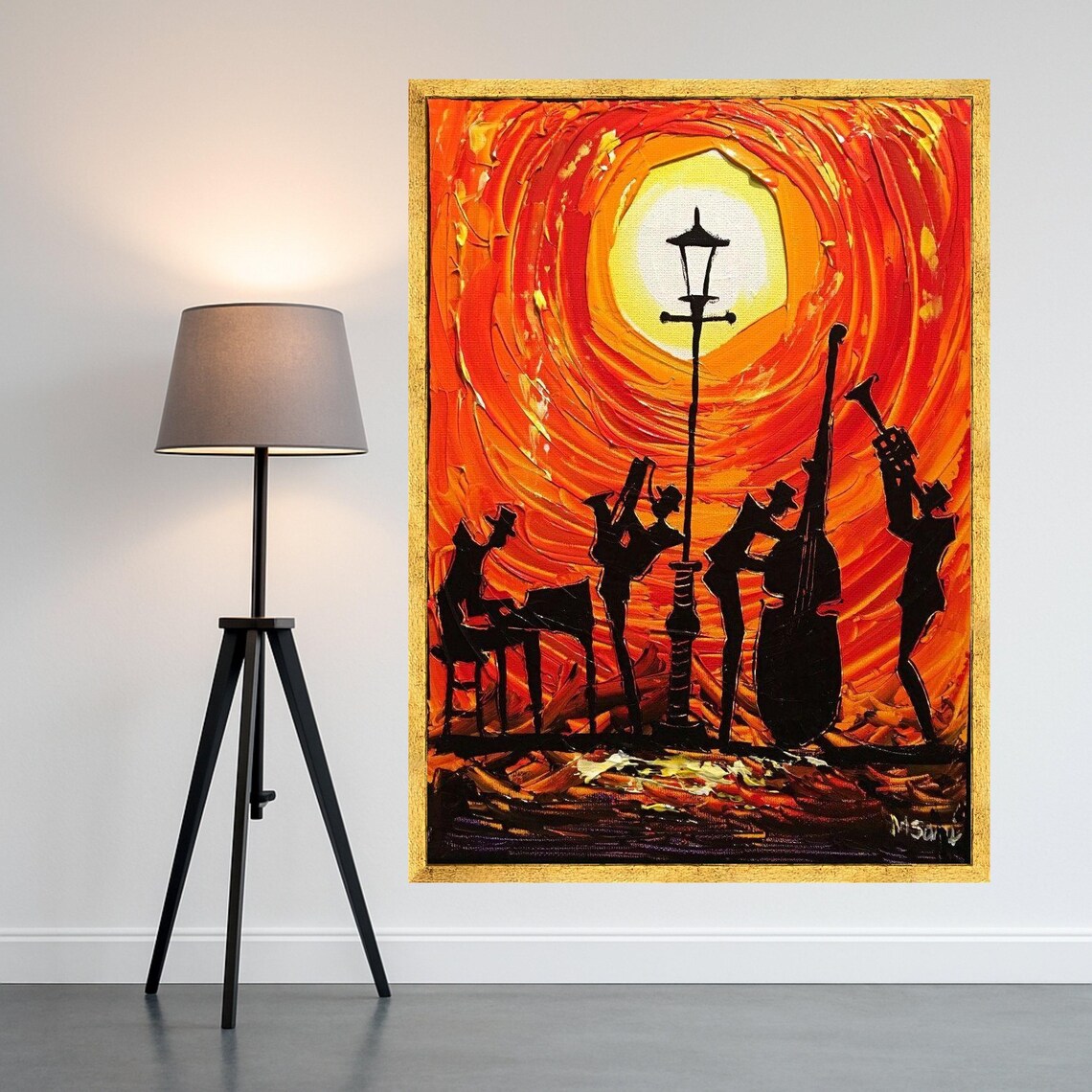 Jazz Band Silhouette Art Print, Sunset Music Scene