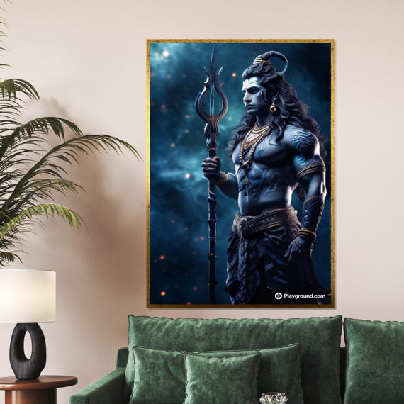 Divine Warrior Art Cosmic Deity Wall Print Spiritual Decor Celestial Figure Design Ready To Hang Spiritual Art