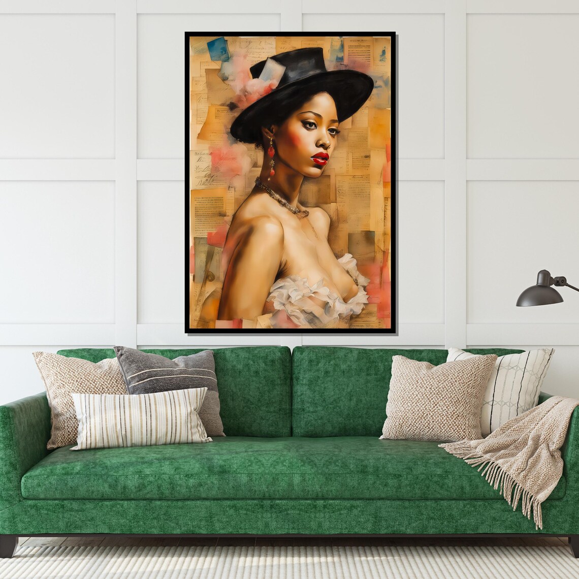 Vintage Collage Portrait Of Lady In Black Hat Retro Glamour Poster - Image 4