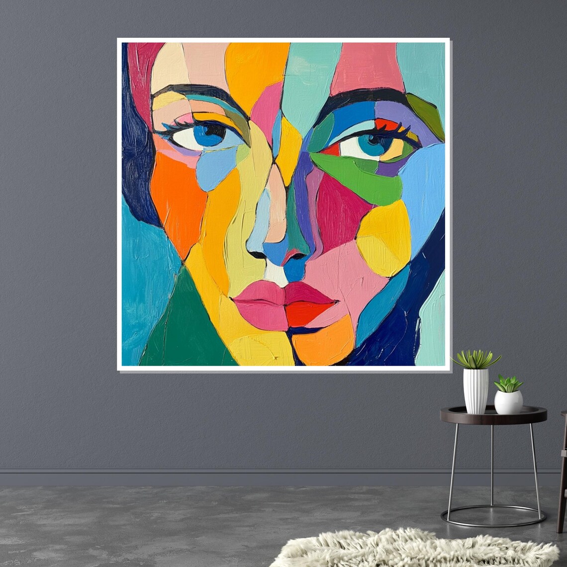 Pop Art Multicolor Woman Face Fragmented Portrait Decorative Poster - Image 3