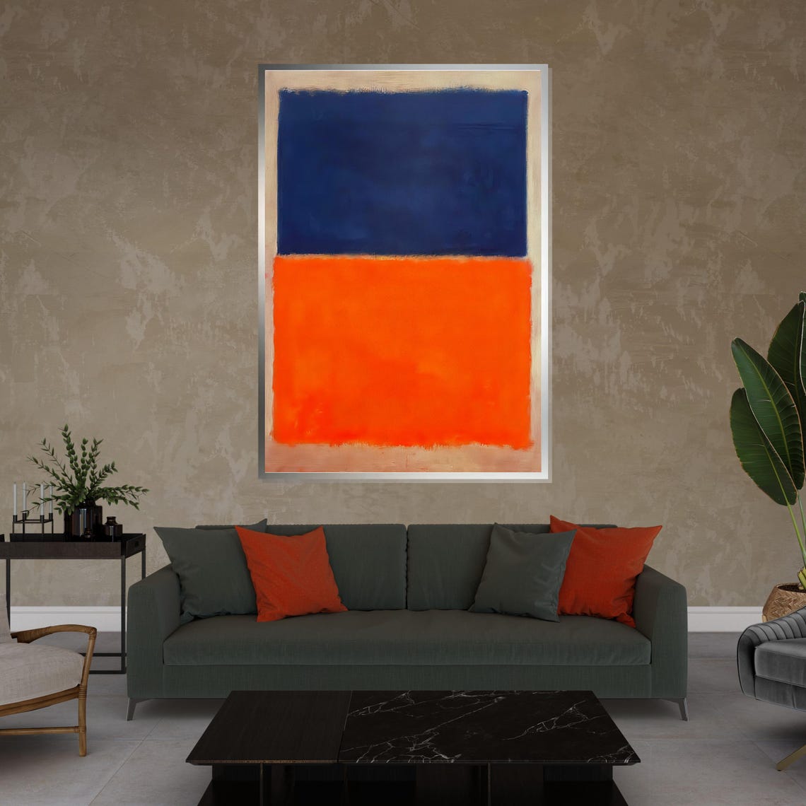 Bold Blue and Orange Color Block Abstract Modern Gallery Poster - Image 4
