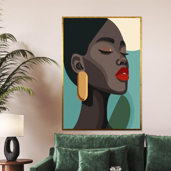 Contemporary Woman Art Bold Portrait Minimalist Design Modern Wall Art Ready To Hang Iconic Female Silhouette Print
