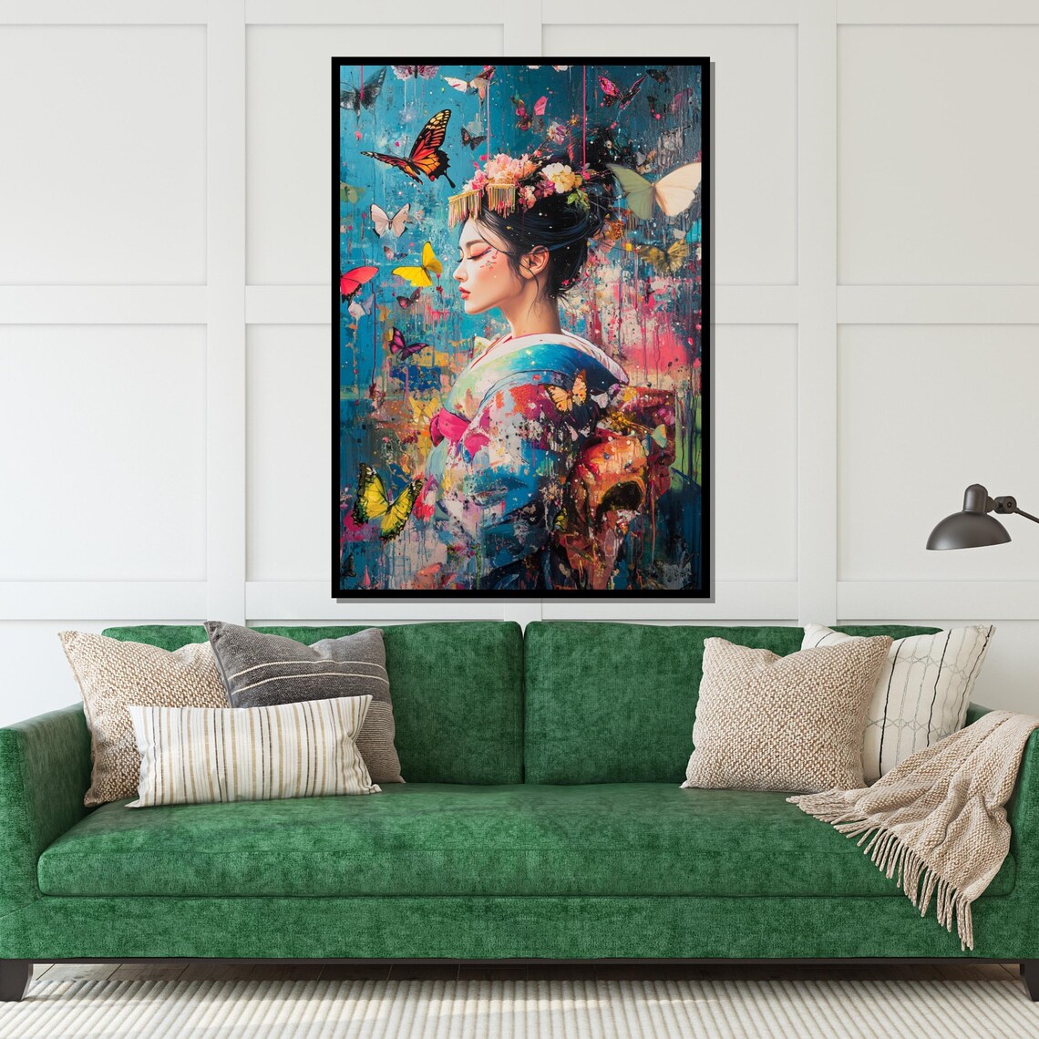Geisha Butterfly Art Colorful Kimono Portrait Modern Art Poster - Image 5