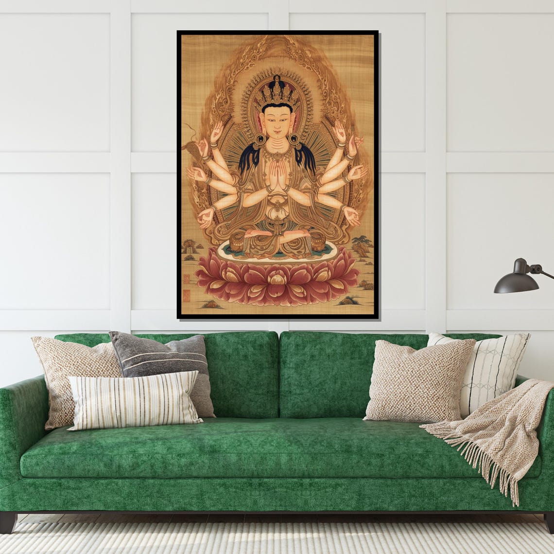 Thousand Armed Guanyin Lotus Asian Buddhist Scroll Art Poster - Image 5
