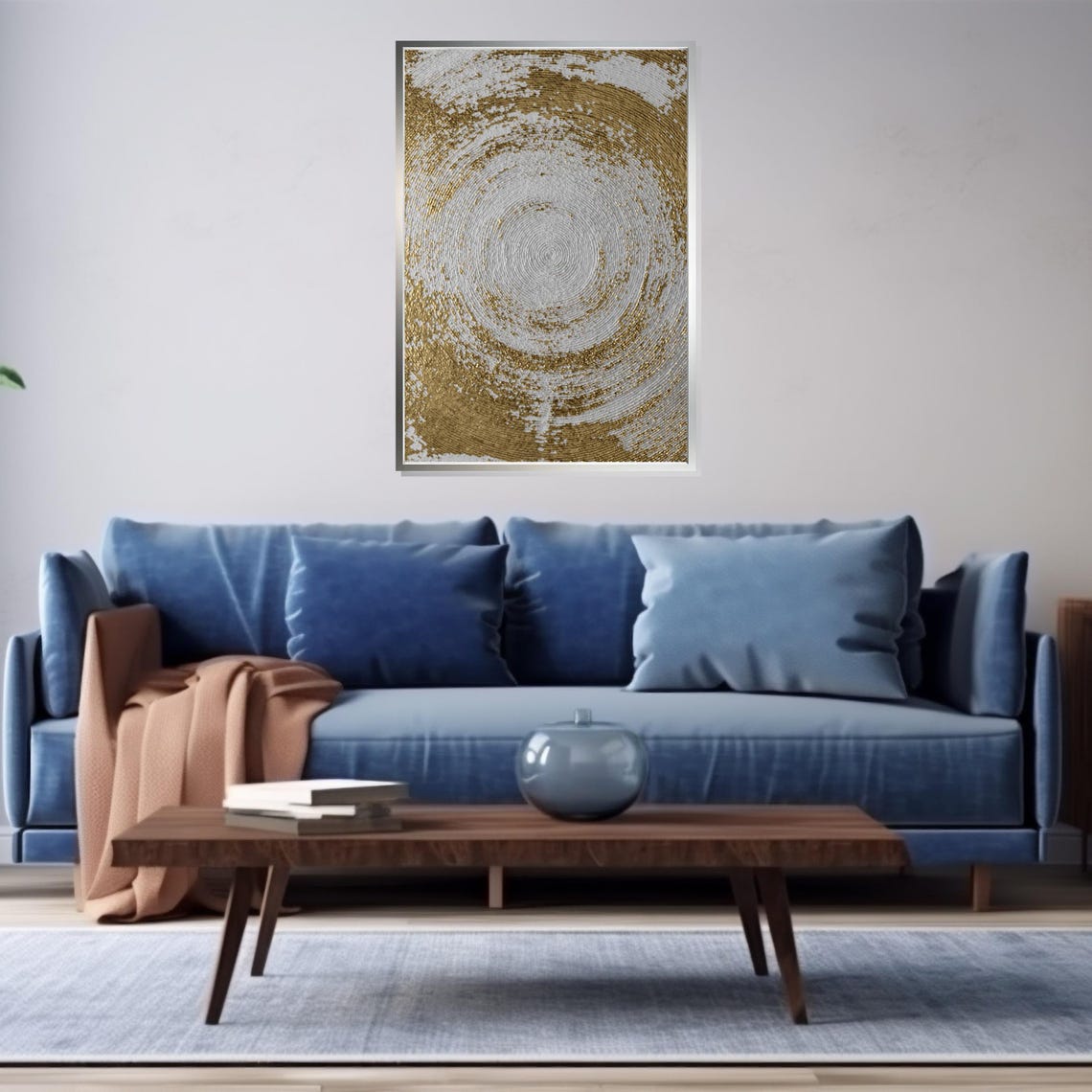 Gold Swirl Concentric Circles Metallic Texture Modern Poster - Image 3
