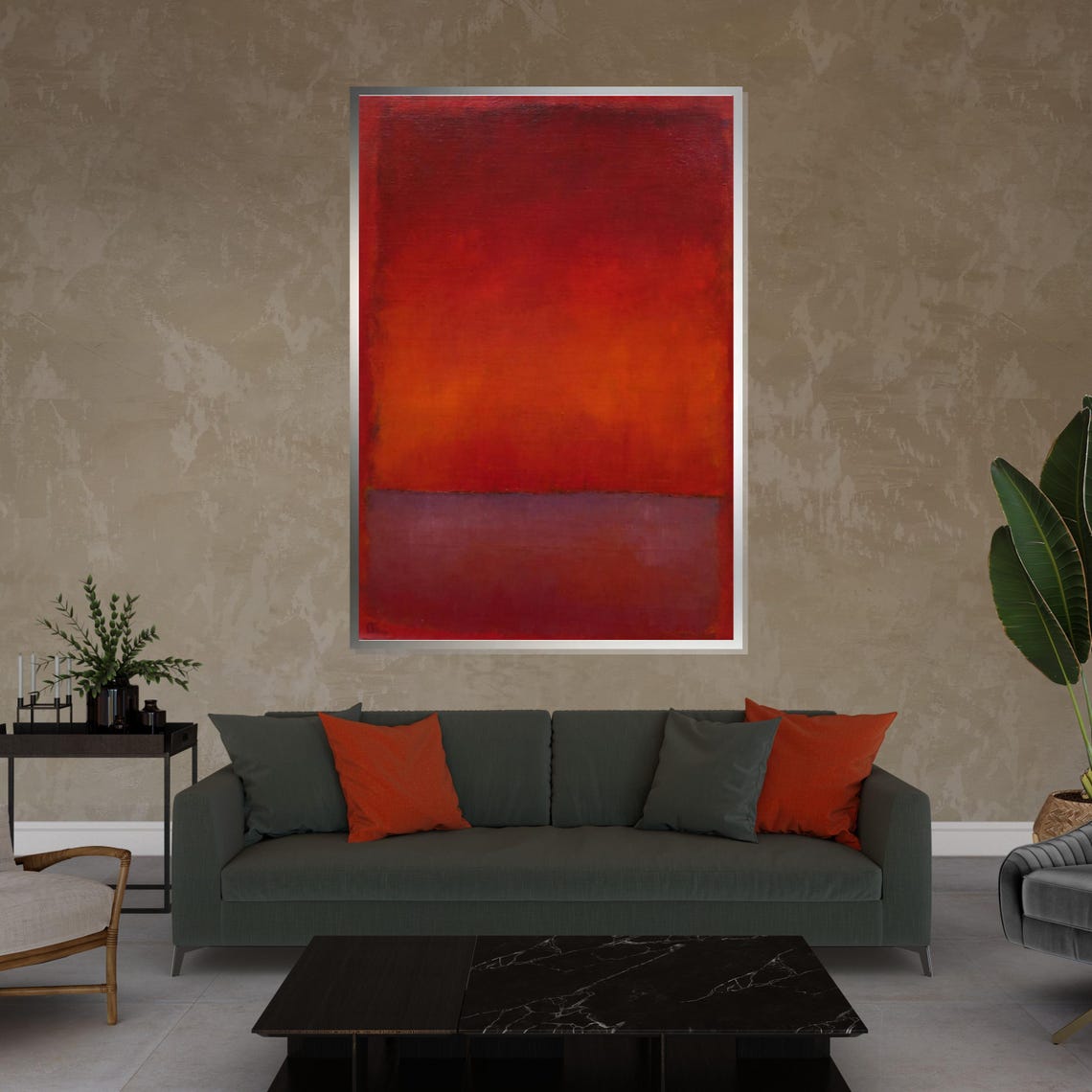 Deep Red Orange Color Field Abstract Warm Modern Gallery Poster - Image 4