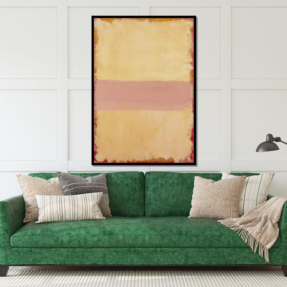 Soft Yellow Rose and Cream Color Field Abstract Modern Art Poster - Image 5