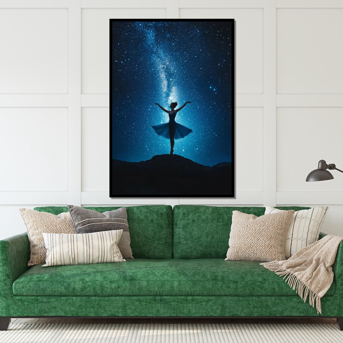 Ballerina Silhouette Dancing Under the Milky Way Night Sky Poster - Image 5