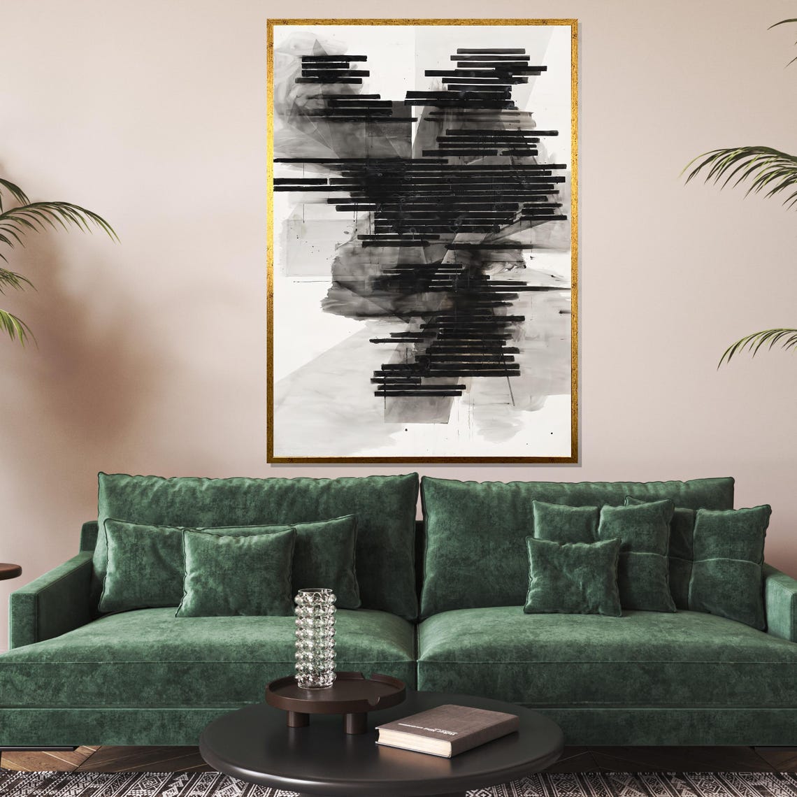 Black White Linear Bars Modern Monochrome Abstract Art Poster