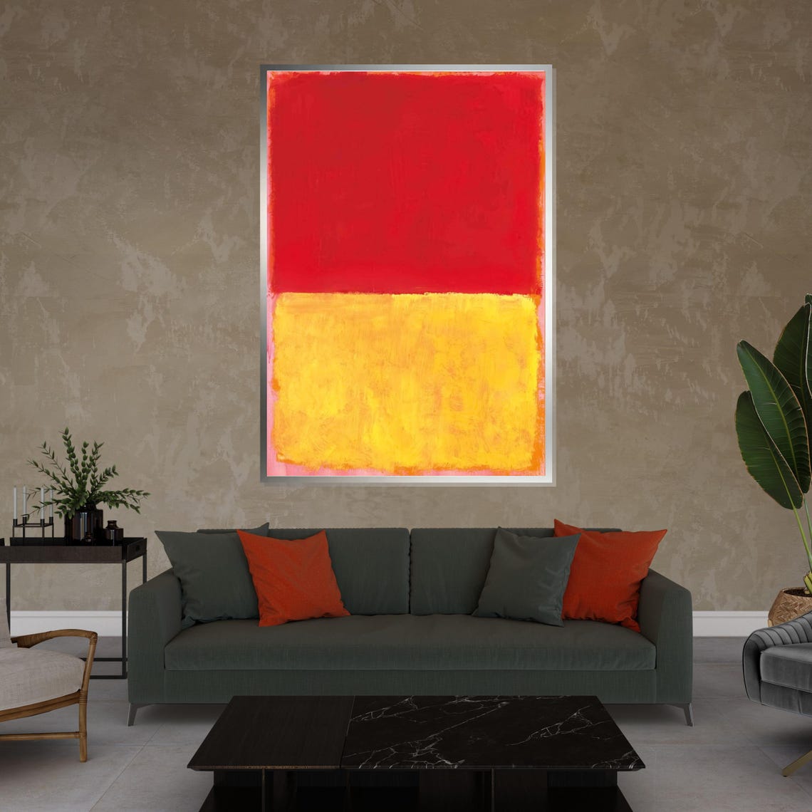 Bold Red and Yellow Color Block Abstract Modern Gallery Poster - Image 4