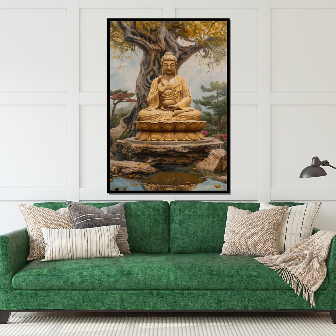 Peaceful Buddha Statue on Lotus Throne Zen Garden Art Poster - Image 5