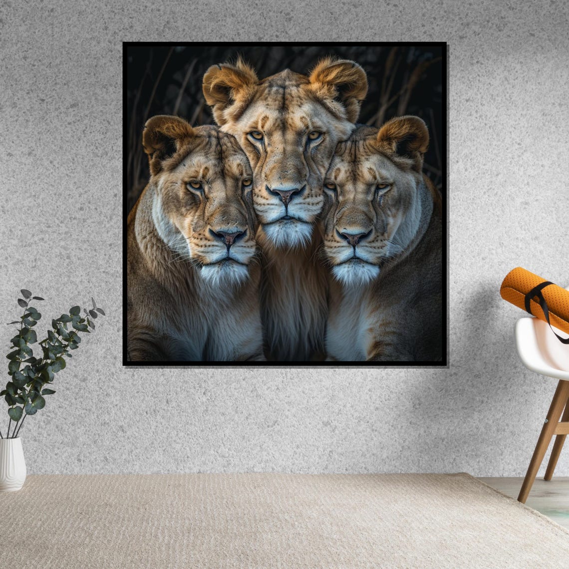 Three Lionesses Huddled Together Close Wildlife Portrait Art Poster - Image 5